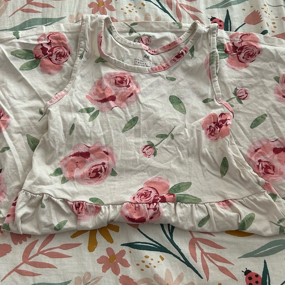 H&M Kids Tank Top with Pink Floral Design